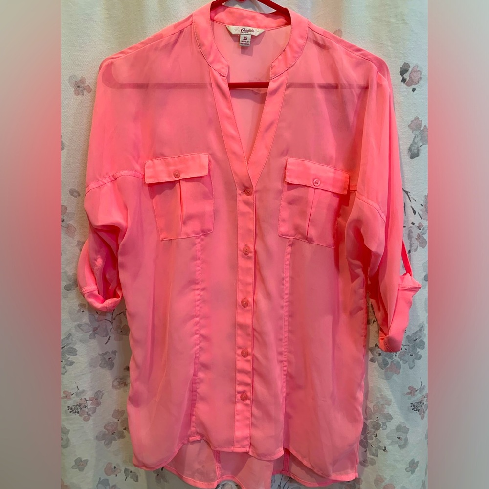 Candie’s sheer blouse